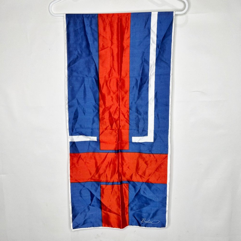 Vintage Beeline Woman’s Scarf Red White Blue 1960’s British Mod Italy Headband